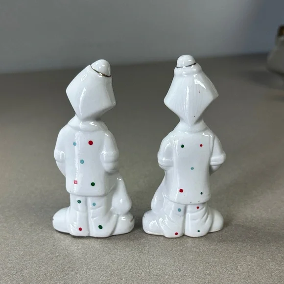 Whimsical White Porcelain Clown Figurines - Picture 2 of 15